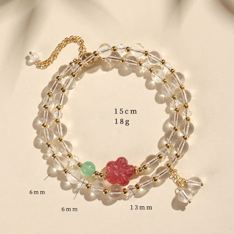 Nimara Ritual Natural Strawberry Quartz Double Wrap Crystal Healing Bracelet