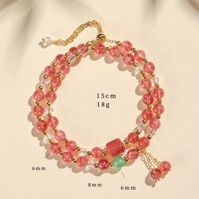 Nimara Ritual Natural Strawberry Quartz Double Wrap Crystal Healing Bracelet
