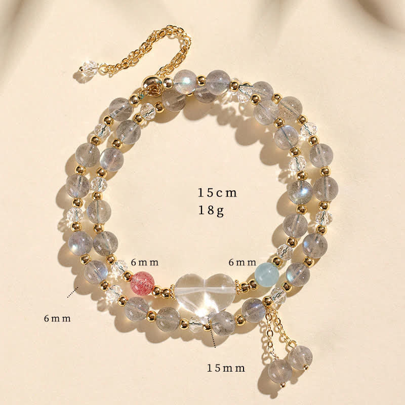 Nimara Ritual Natural Strawberry Quartz Double Wrap Crystal Healing Bracelet