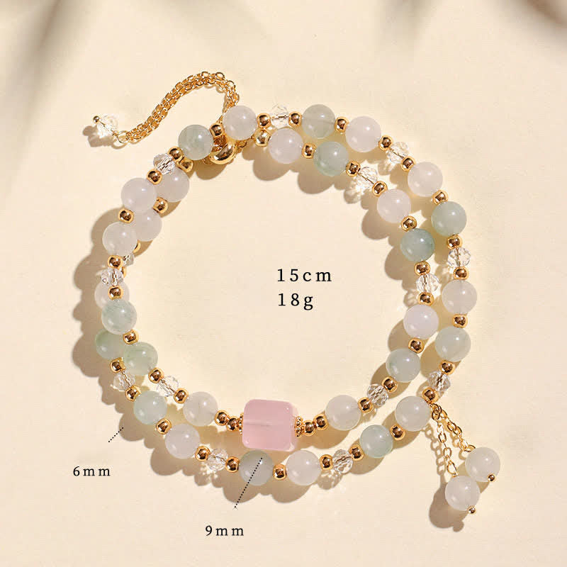 Nimara Ritual Natural Strawberry Quartz Double Wrap Crystal Healing Bracelet