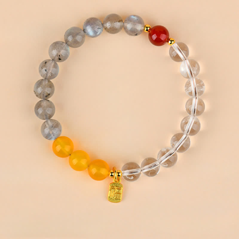 Nimara Ritual Strawberry Quartz Citrine Five Elements Fu Character Luck Bracelet