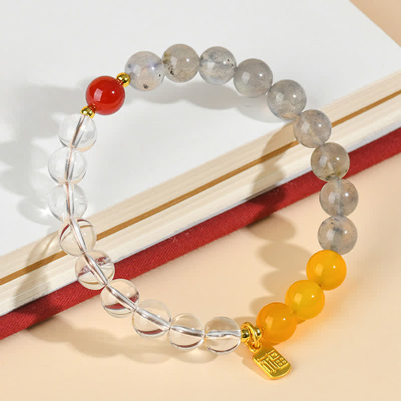 Nimara Ritual Strawberry Quartz Citrine Five Elements Fu Character Luck Bracelet