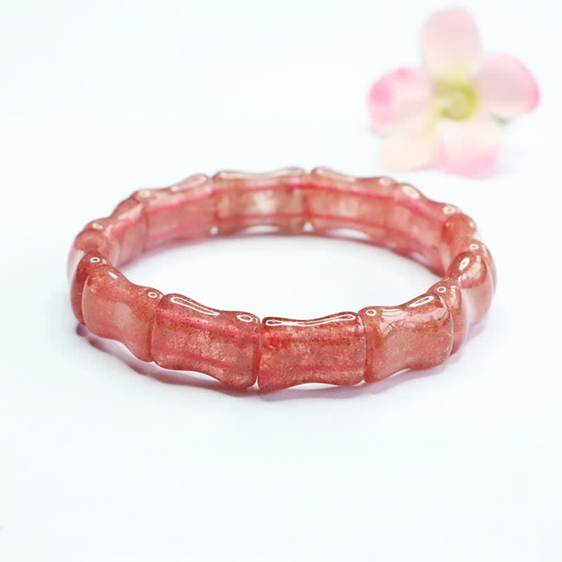 Nimara Ritual Strawberry Quartz Bamboo Positive Bracelet