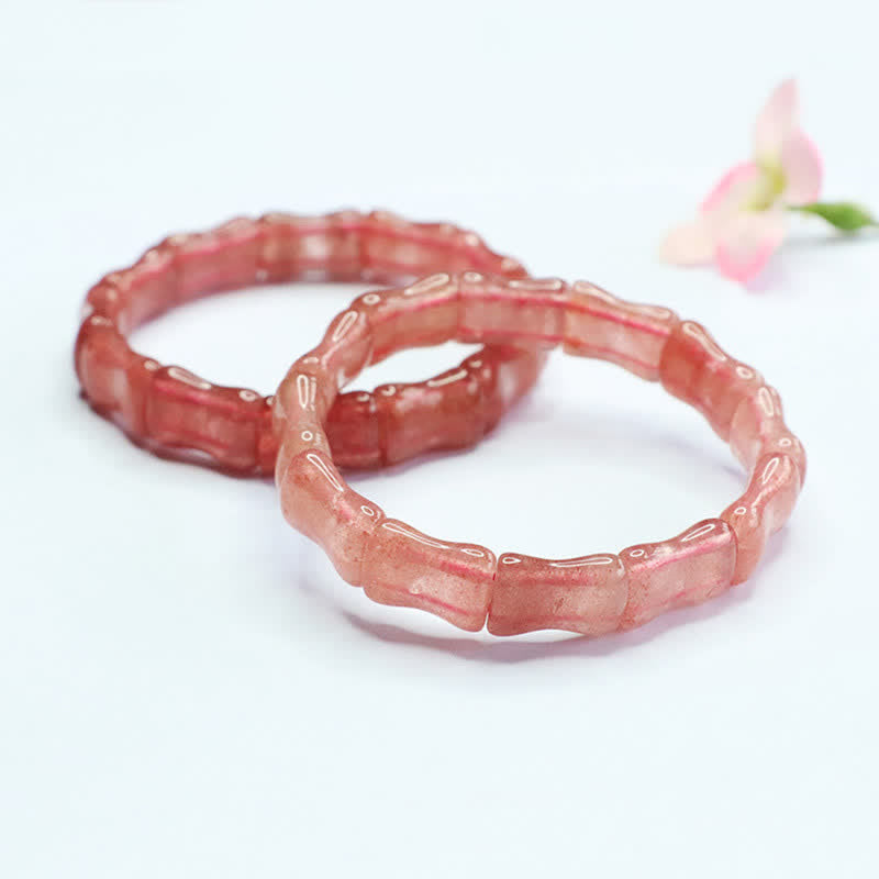 Nimara Ritual Strawberry Quartz Bamboo Positive Bracelet