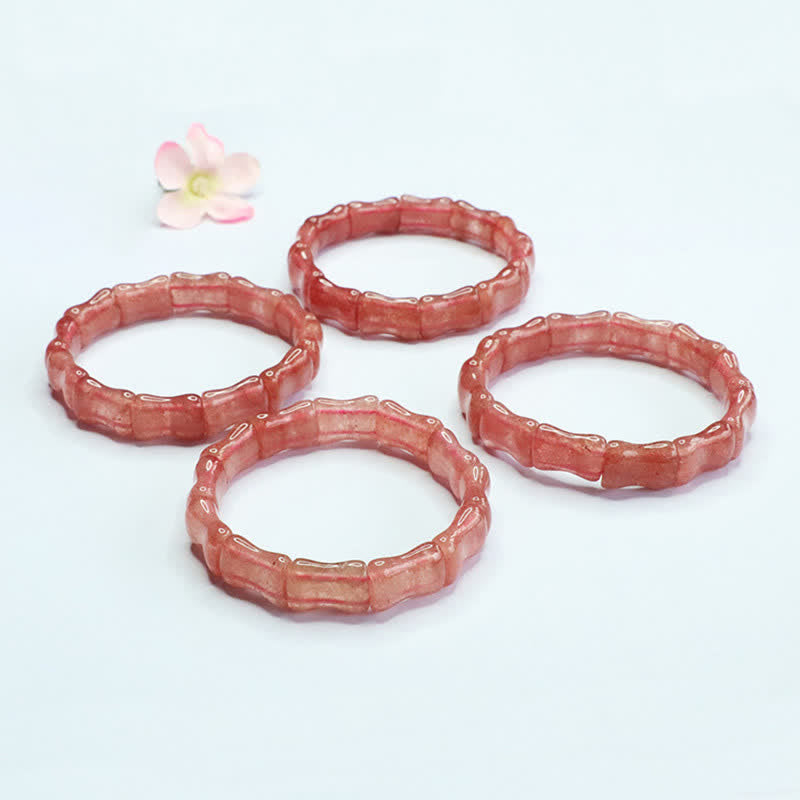 Nimara Ritual Strawberry Quartz Bamboo Positive Bracelet