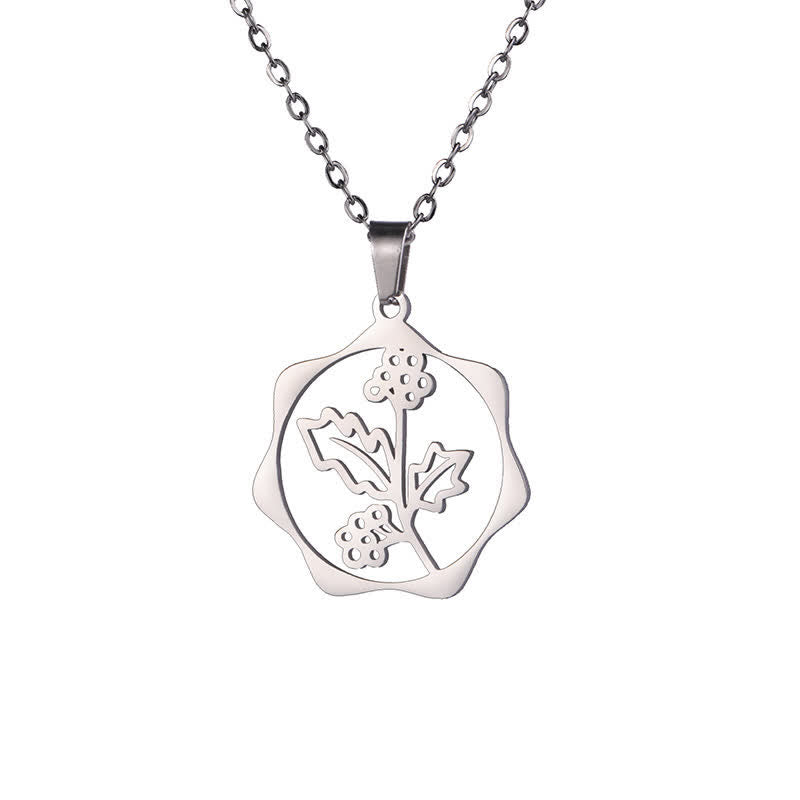 Nimara Ritual Titanium Steel Birth Flower Lotus Enlightenment Pendant Necklace