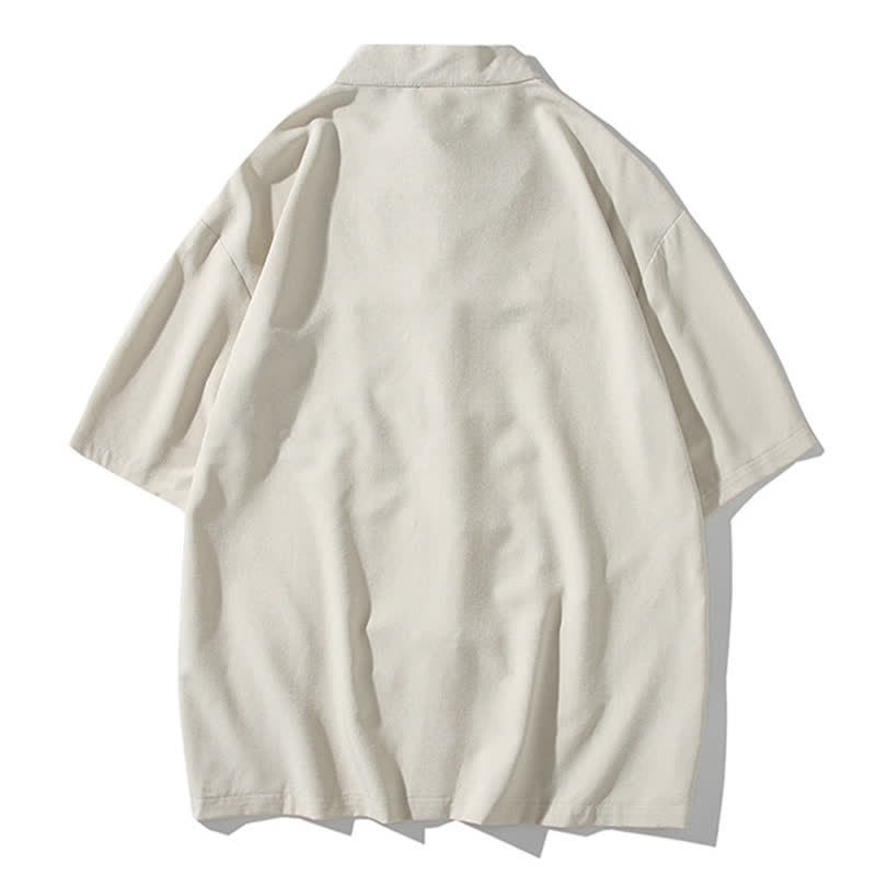 Nimara Ritual Summer Tang Style Mandarin Collar Frog Button Bamboo Embroidery Men's Short Sleeve Shirts