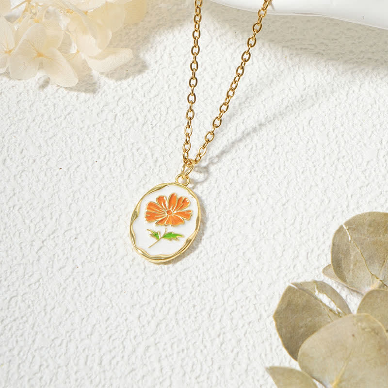 Nimara Ritual Titanium Steel Birth Flower Strengthen Pendant Necklace