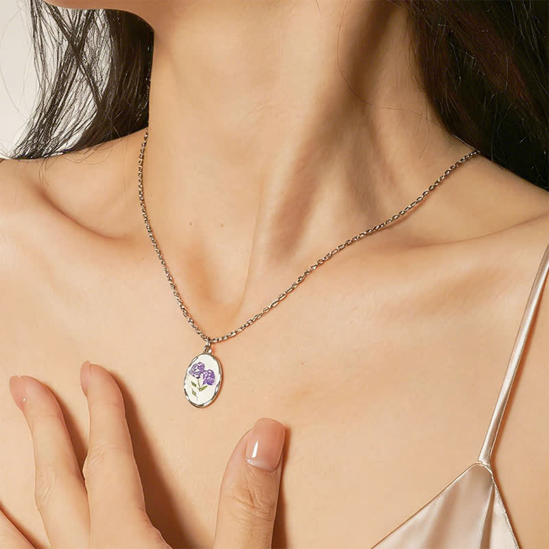 Nimara Ritual Titanium Steel Birth Flower Strengthen Pendant Necklace