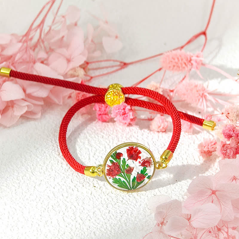 Nimara Ritual Resin Handmade Birth Flower Adjustable Braided Rope Bracelet