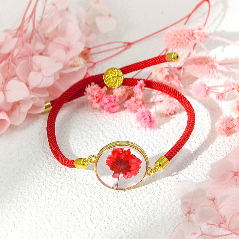 Nimara Ritual Resin Handmade Birth Flower Adjustable Braided Rope Bracelet