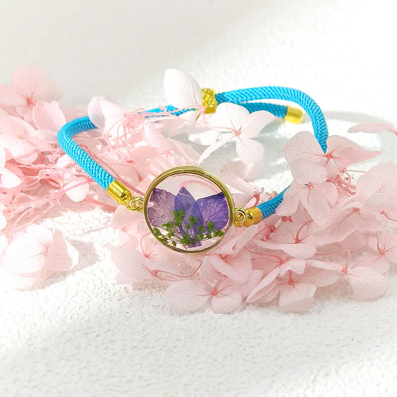 Nimara Ritual Resin Handmade Birth Flower Adjustable Braided Rope Bracelet