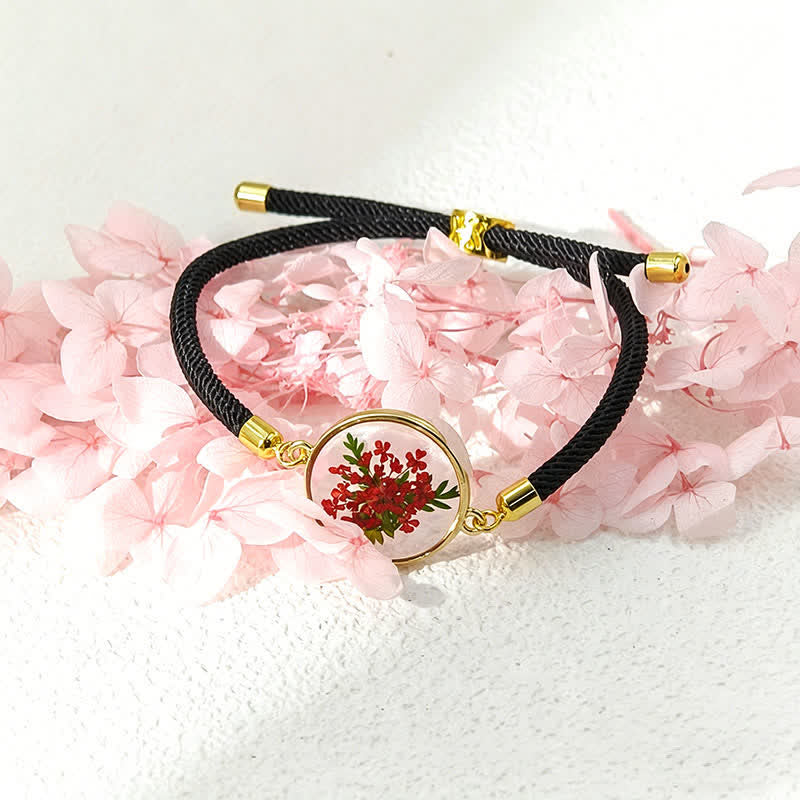 Nimara Ritual Resin Handmade Birth Flower Adjustable Braided Rope Bracelet