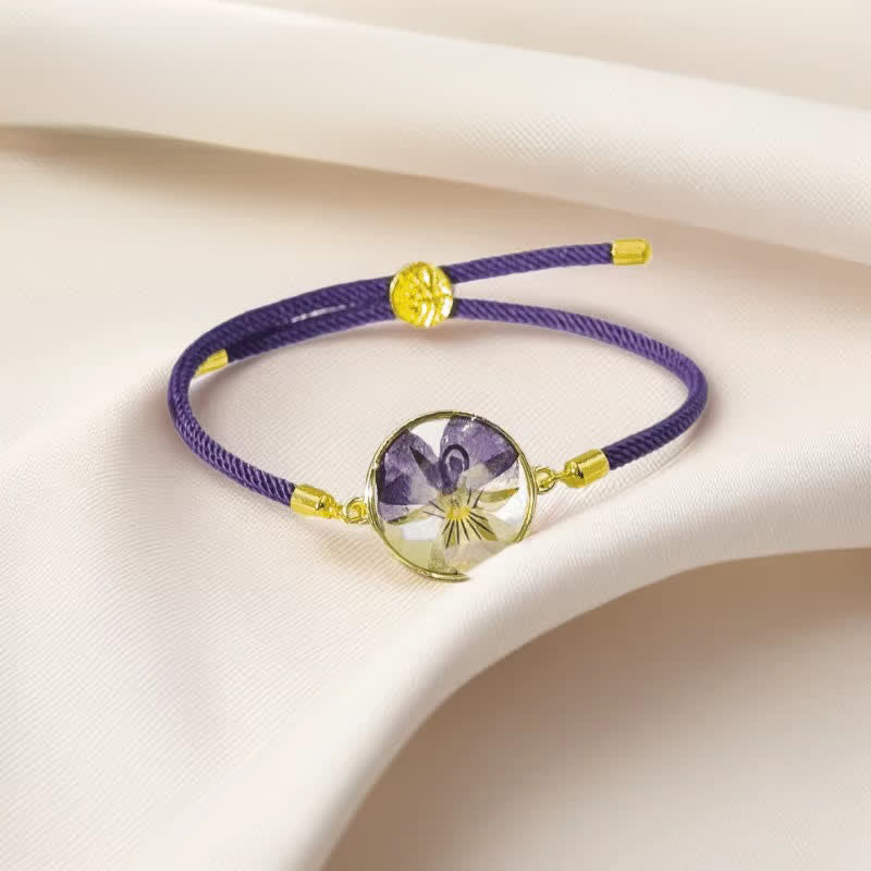 Nimara Ritual Resin Handmade Birth Flower Adjustable Braided Rope Bracelet