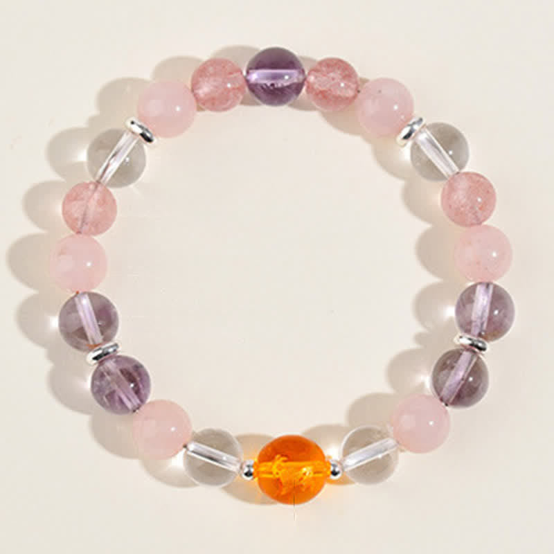 Nimara Ritual Natural Crystals Silver Sheen Obsidian Chinese Zodiac Protection Bracelet