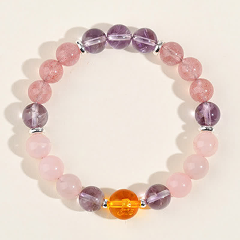 Nimara Ritual Natural Crystals Silver Sheen Obsidian Chinese Zodiac Protection Bracelet