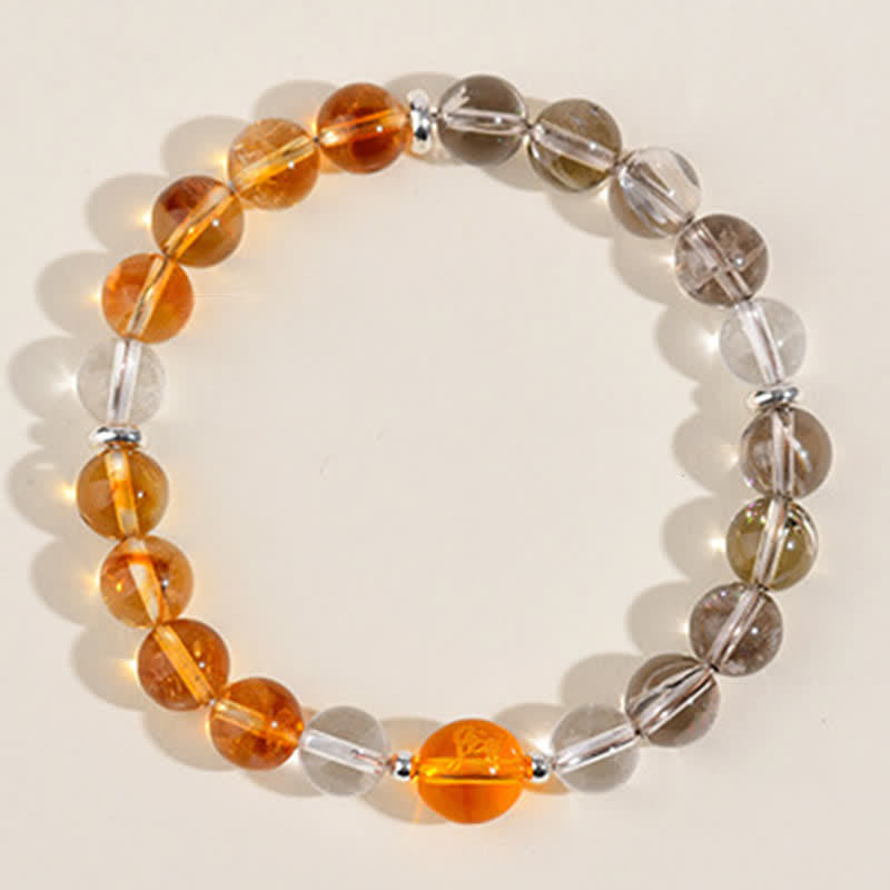 Nimara Ritual Natural Crystals Silver Sheen Obsidian Chinese Zodiac Protection Bracelet