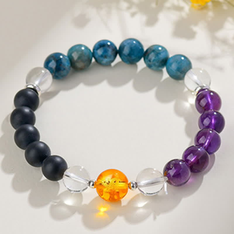 Nimara Ritual Natural Crystals Silver Sheen Obsidian Chinese Zodiac Protection Bracelet