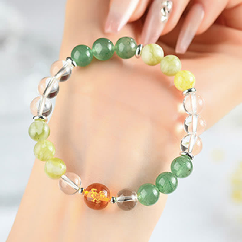 Nimara Ritual Natural Crystals Silver Sheen Obsidian Chinese Zodiac Protection Bracelet