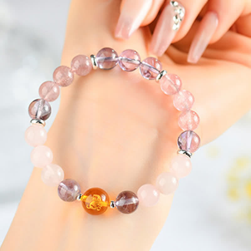 Nimara Ritual Natural Crystals Silver Sheen Obsidian Chinese Zodiac Protection Bracelet
