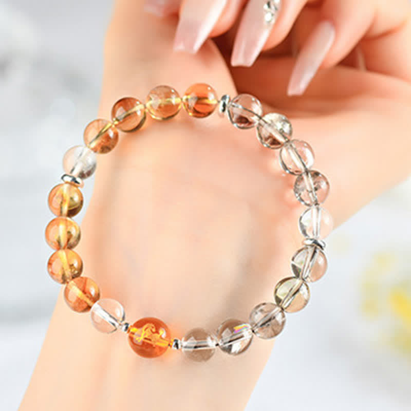 Nimara Ritual Natural Crystals Silver Sheen Obsidian Chinese Zodiac Protection Bracelet