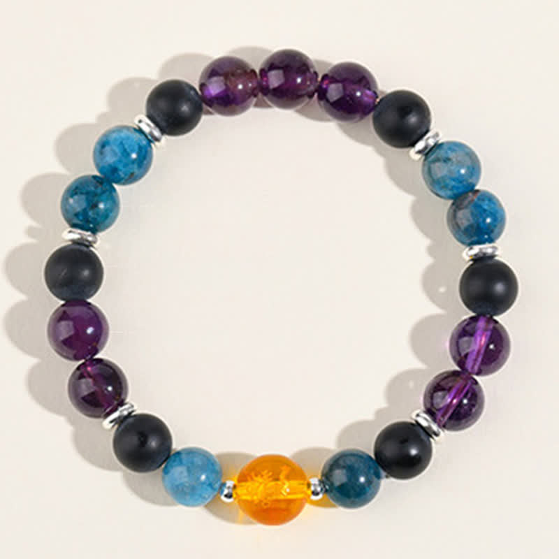 Nimara Ritual Natural Crystals Silver Sheen Obsidian Chinese Zodiac Protection Bracelet
