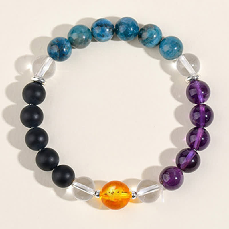 Nimara Ritual Natural Crystals Silver Sheen Obsidian Chinese Zodiac Protection Bracelet