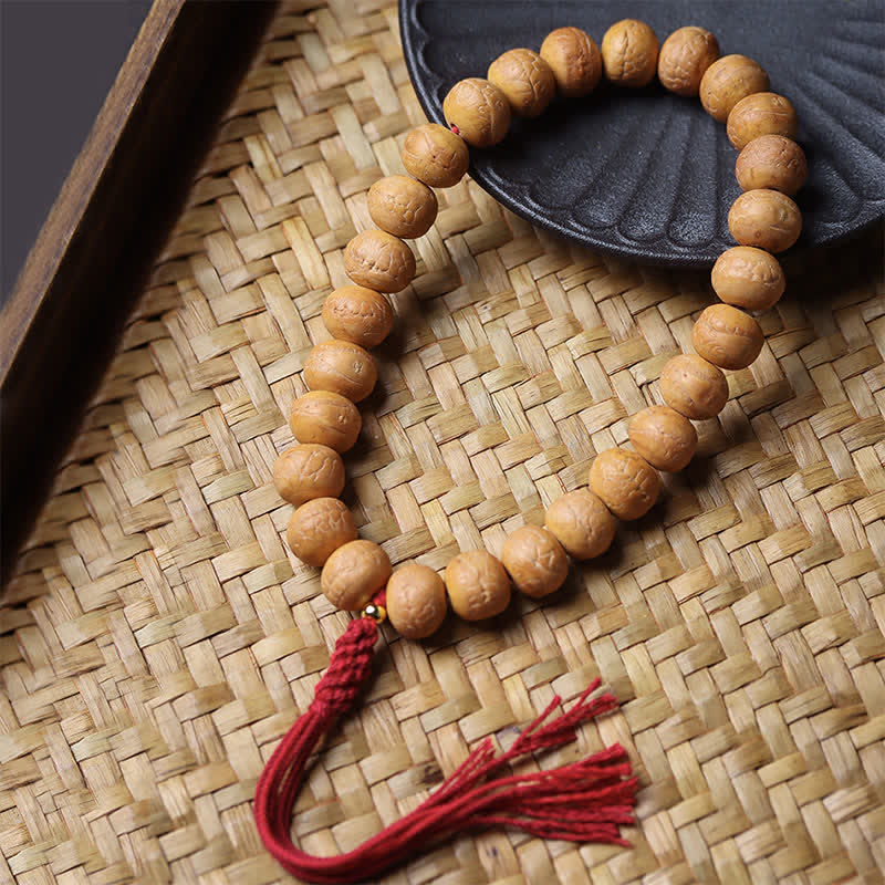 Nimara Ritual Phoenix Eye Bodhi Wisdom Tibetan Engraved Tassel Wrist Mala