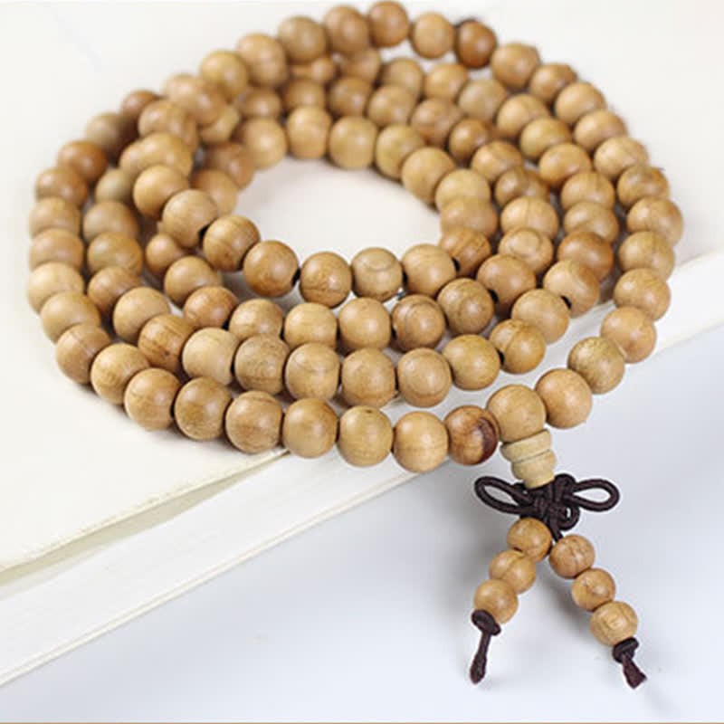 Nimara Ritual Peach Wood Wealth Hand Polished Knotted 108 Bead Mala