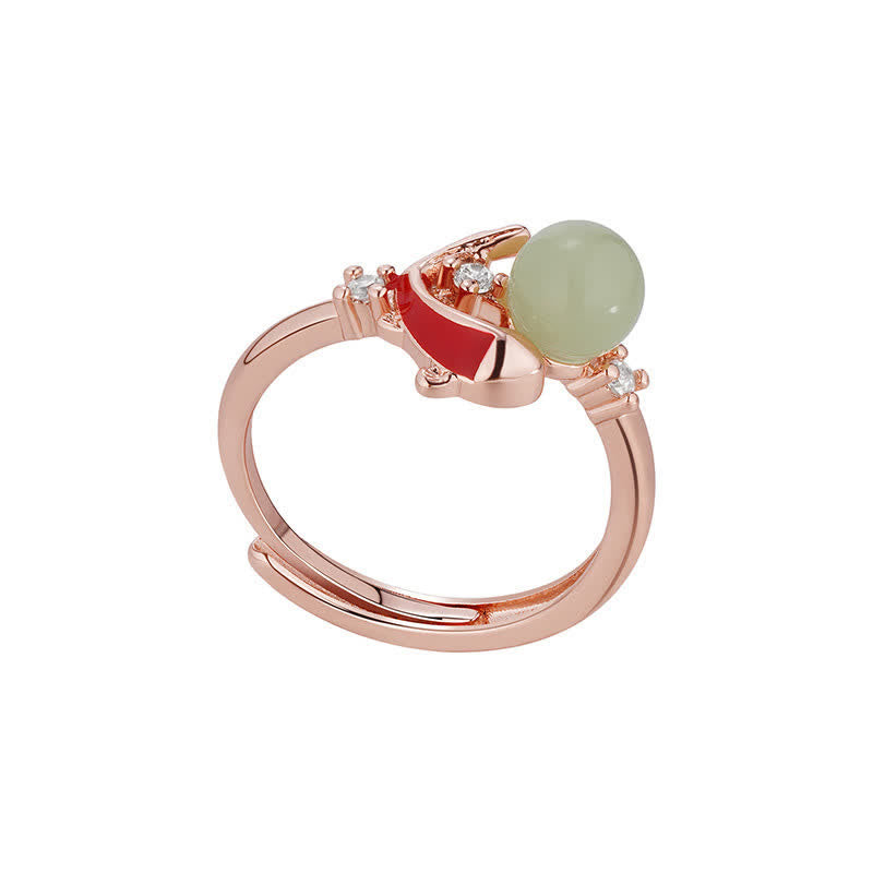 Nimara Ritual Copper Koi Fish Success Pearl Inspired Adjustable Open Ring