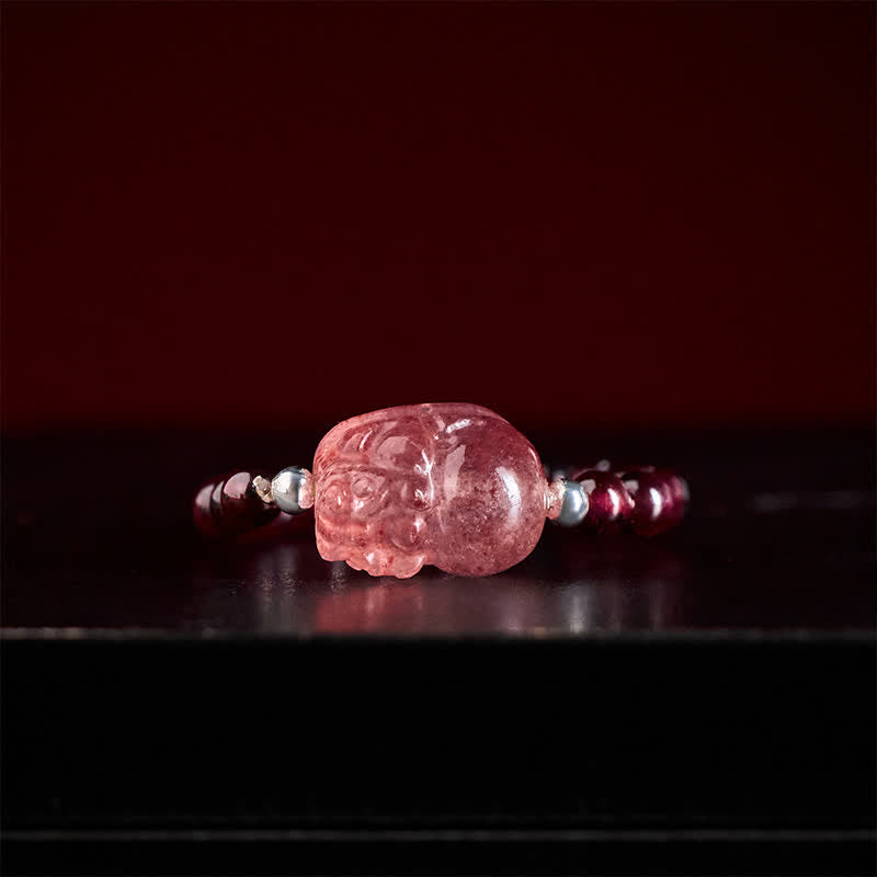 Nimara Ritual 3mm Mini Beads Natural Moonstone Tourmaline Garnet Pearl Strawberry Quartz PiXiu Healing Elastic Ring