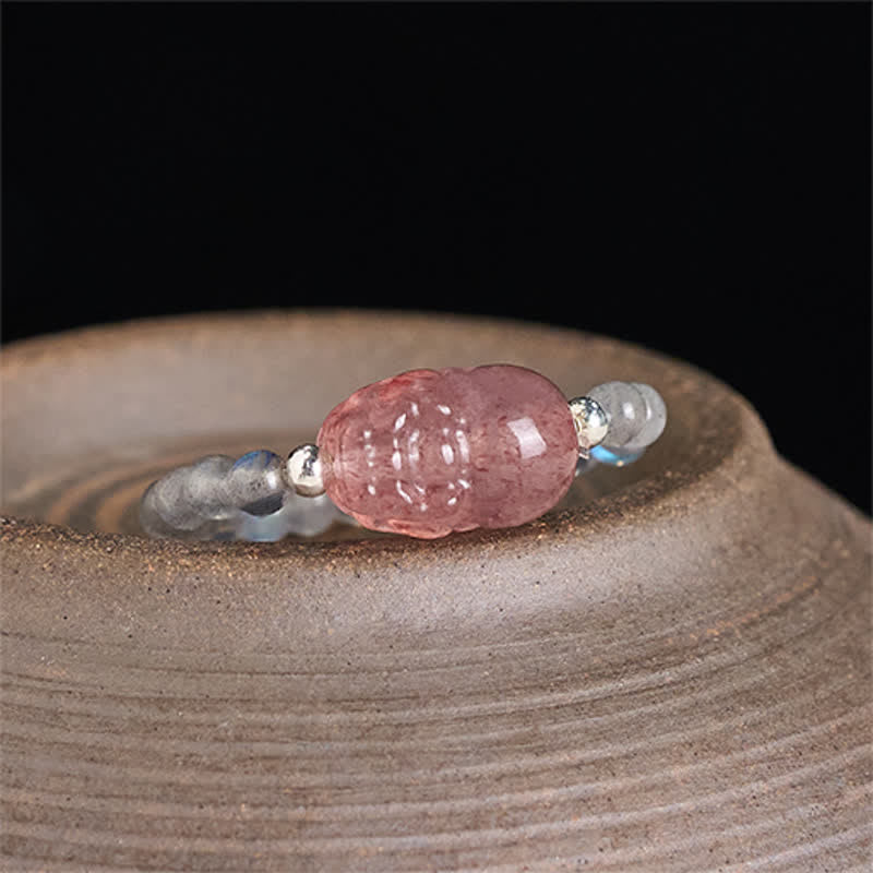 Nimara Ritual 3mm Mini Beads Natural Moonstone Tourmaline Garnet Pearl Strawberry Quartz PiXiu Healing Elastic Ring