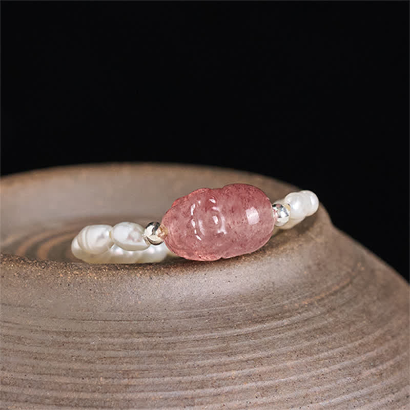 Nimara Ritual 3mm Mini Beads Natural Moonstone Tourmaline Garnet Pearl Strawberry Quartz PiXiu Healing Elastic Ring