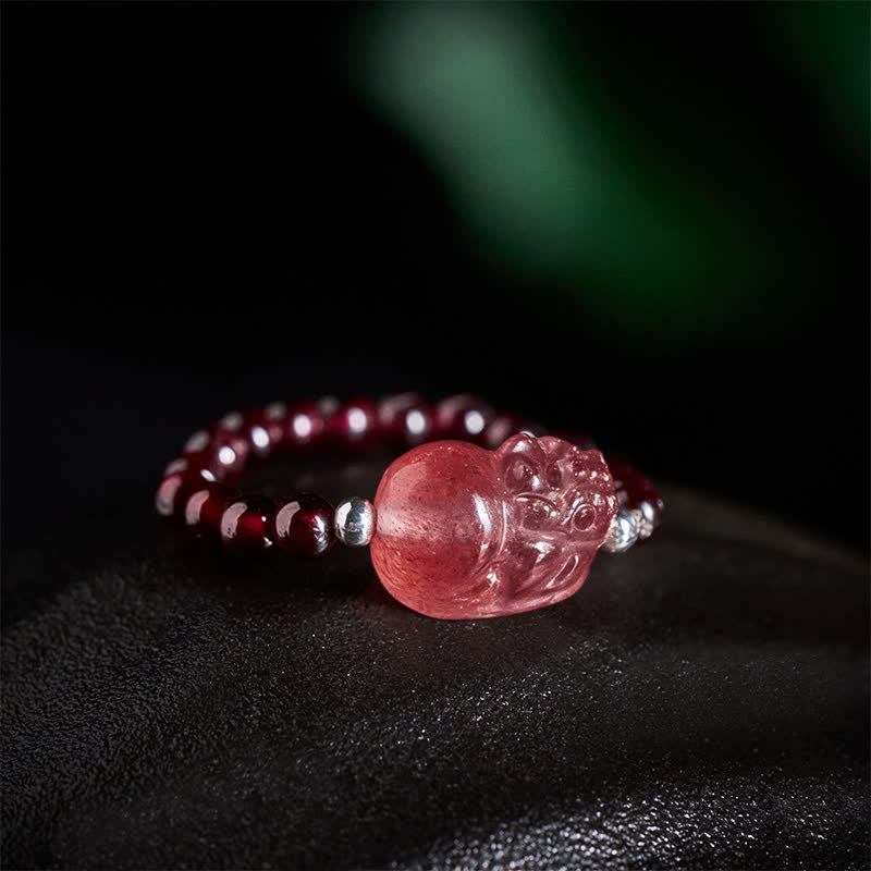 Nimara Ritual 3mm Mini Beads Natural Moonstone Tourmaline Garnet Pearl Strawberry Quartz PiXiu Healing Elastic Ring