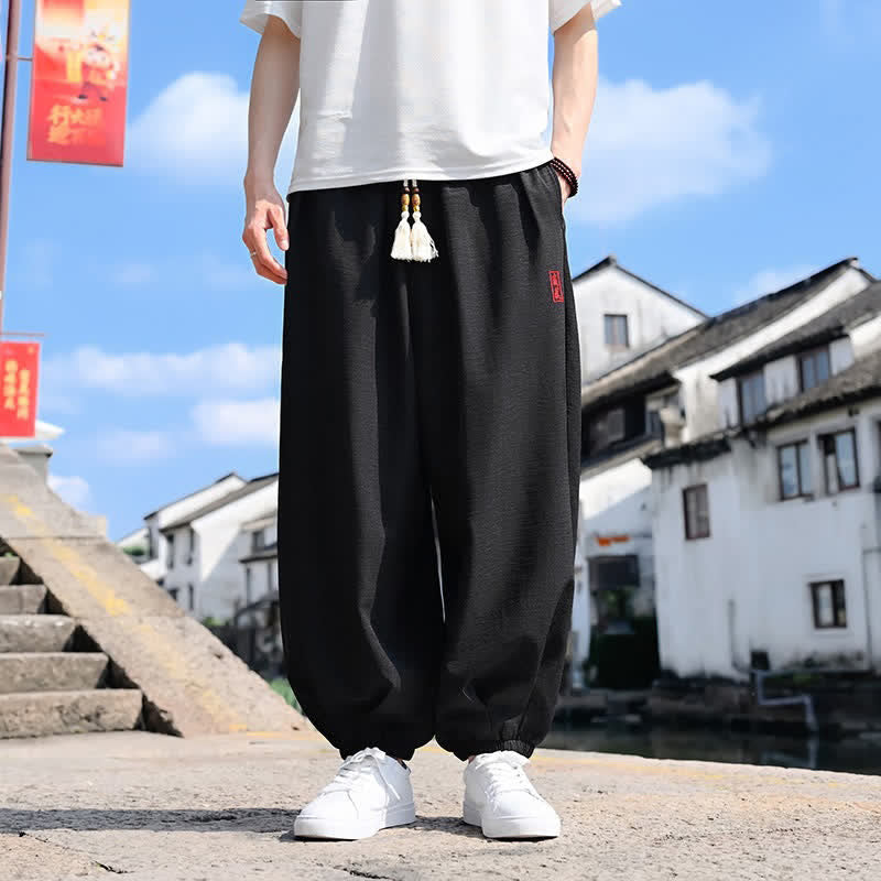 Nimara Ritual Summer Drawstring Solid Ankle Length Men's Harem Pants With Pockets