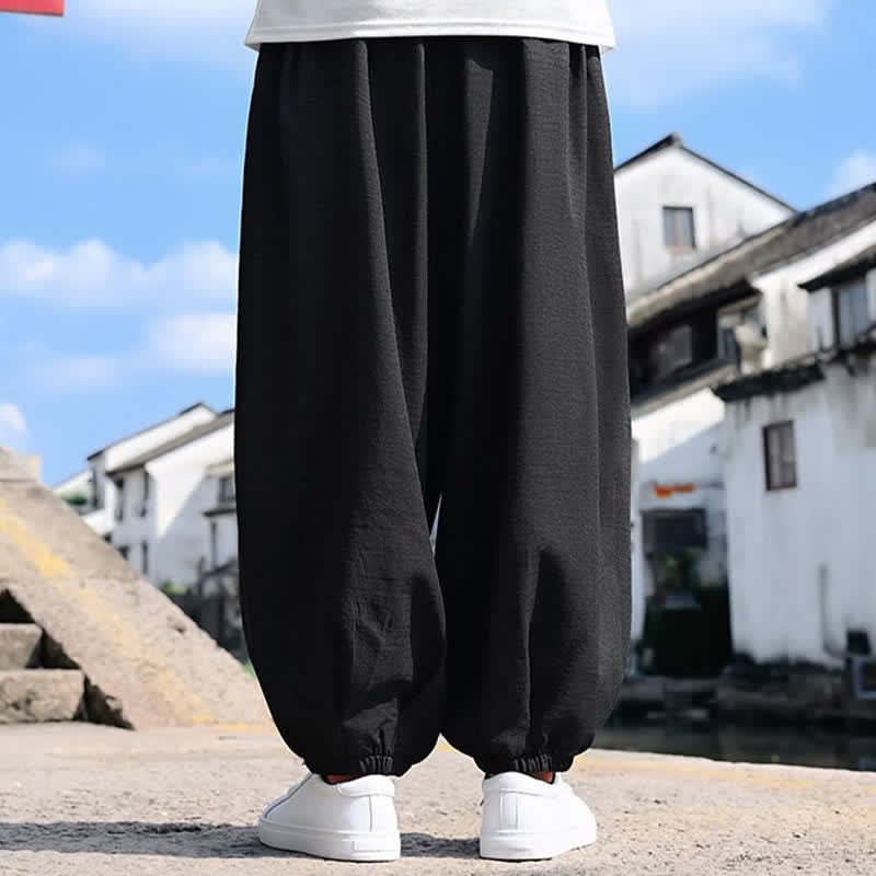 Nimara Ritual Summer Drawstring Solid Ankle Length Men's Harem Pants With Pockets
