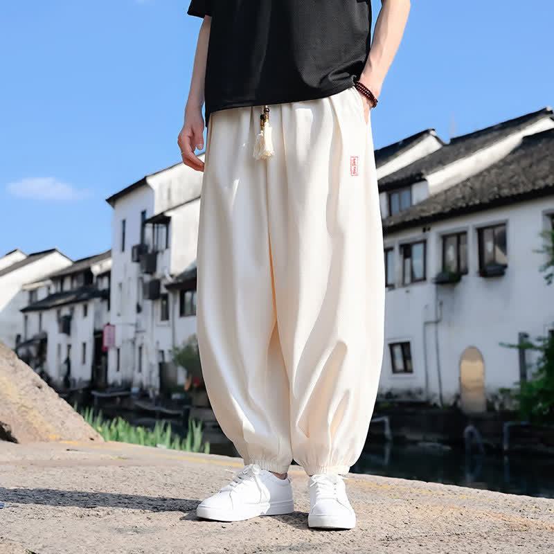 Nimara Ritual Summer Drawstring Solid Ankle Length Men's Harem Pants With Pockets