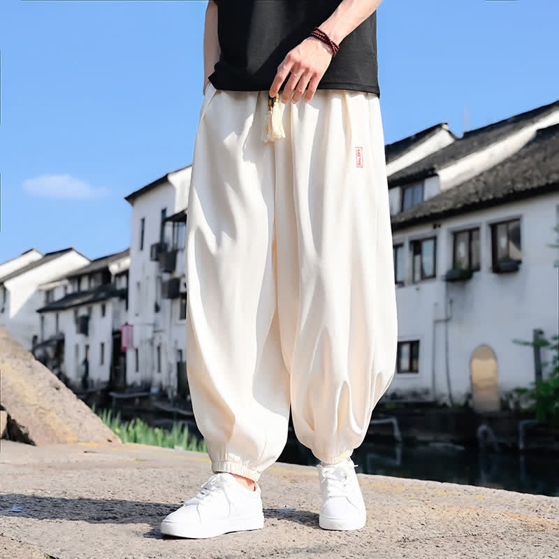 Nimara Ritual Summer Drawstring Solid Ankle Length Men's Harem Pants With Pockets