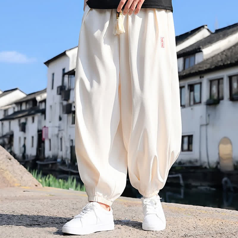 Nimara Ritual Summer Drawstring Solid Ankle Length Men's Harem Pants With Pockets