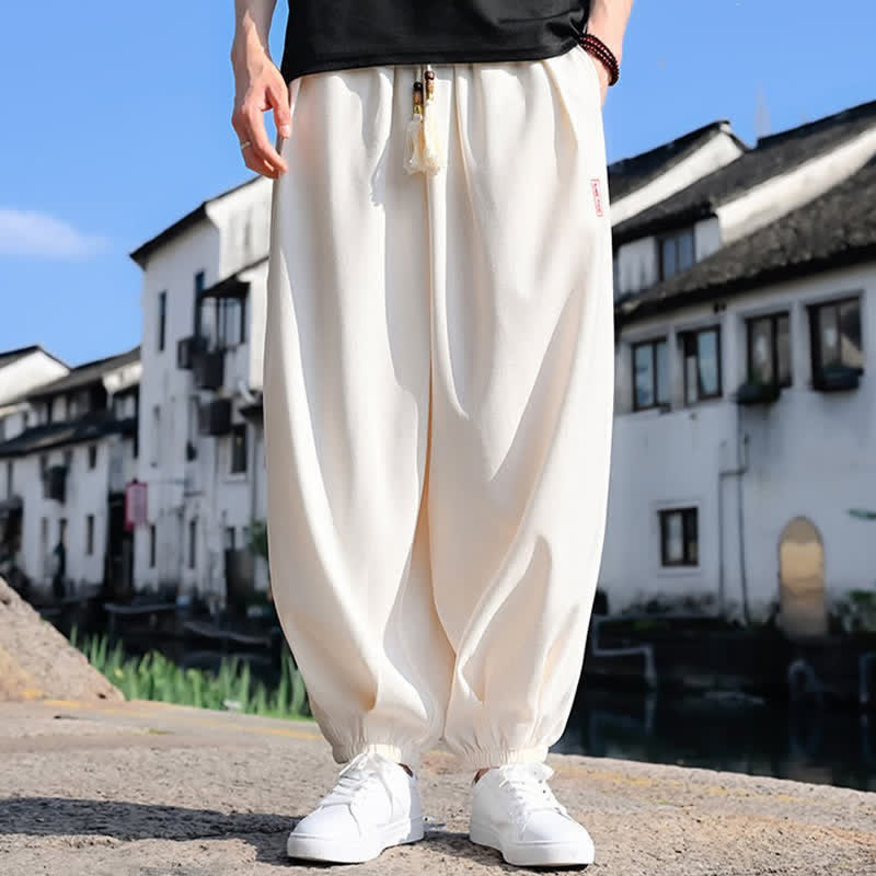 Nimara Ritual Summer Drawstring Solid Ankle Length Men's Harem Pants With Pockets