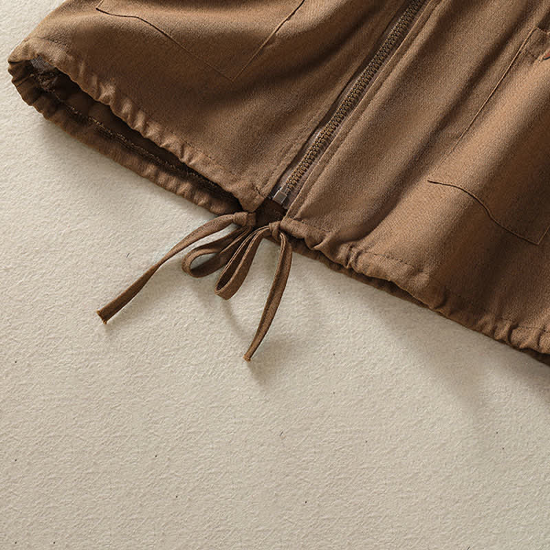Nimara Ritual Summer Casual Drawstring Solid Zipper Design Women's Sleeveless Hooded Shirts With Pockets