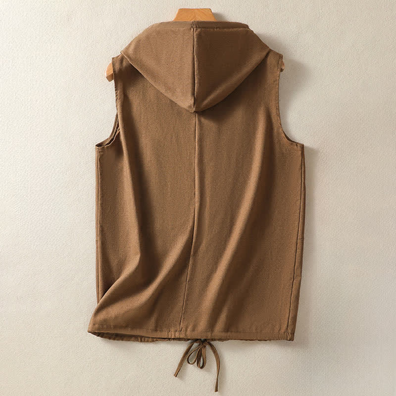 Nimara Ritual Summer Casual Drawstring Solid Zipper Design Women's Sleeveless Hooded Shirts With Pockets