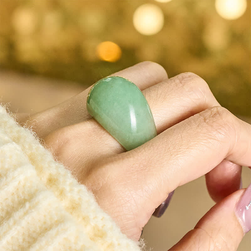 Nimara Ritual Natural Green Aventurine Wide Balance Ring