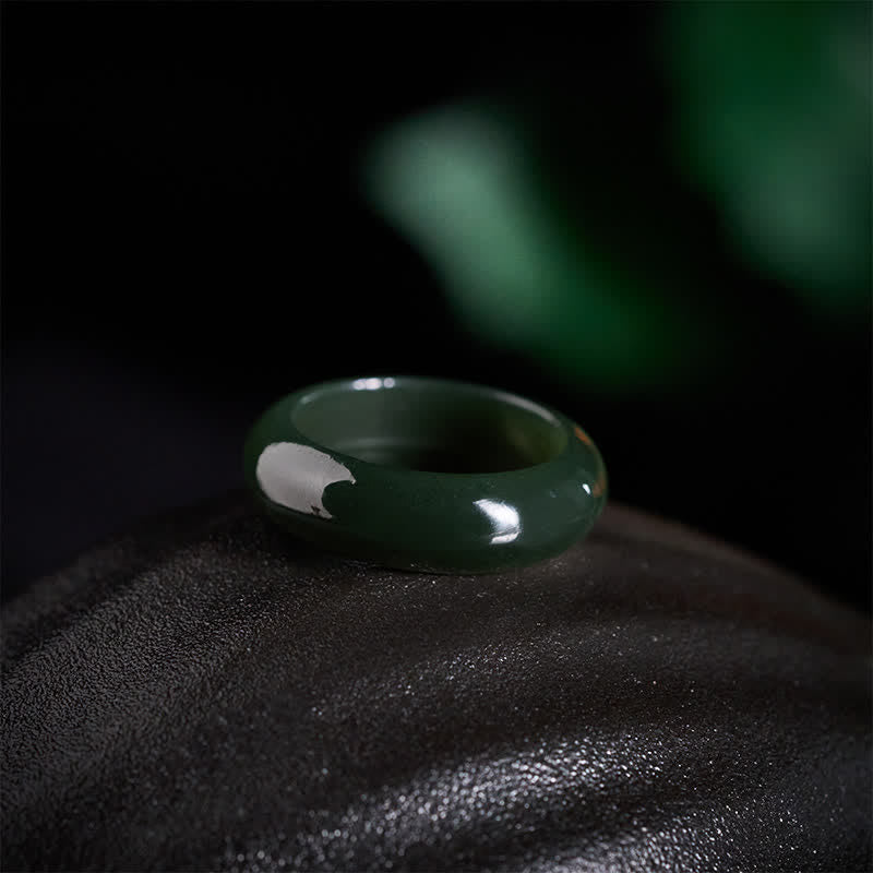 Healing and Luck Natural Cyan Jade Ring