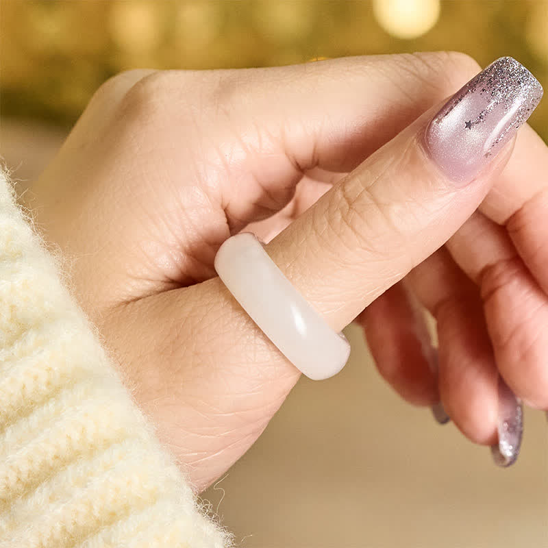 Luck and Wealth Natural Golden Silk Jade Ring