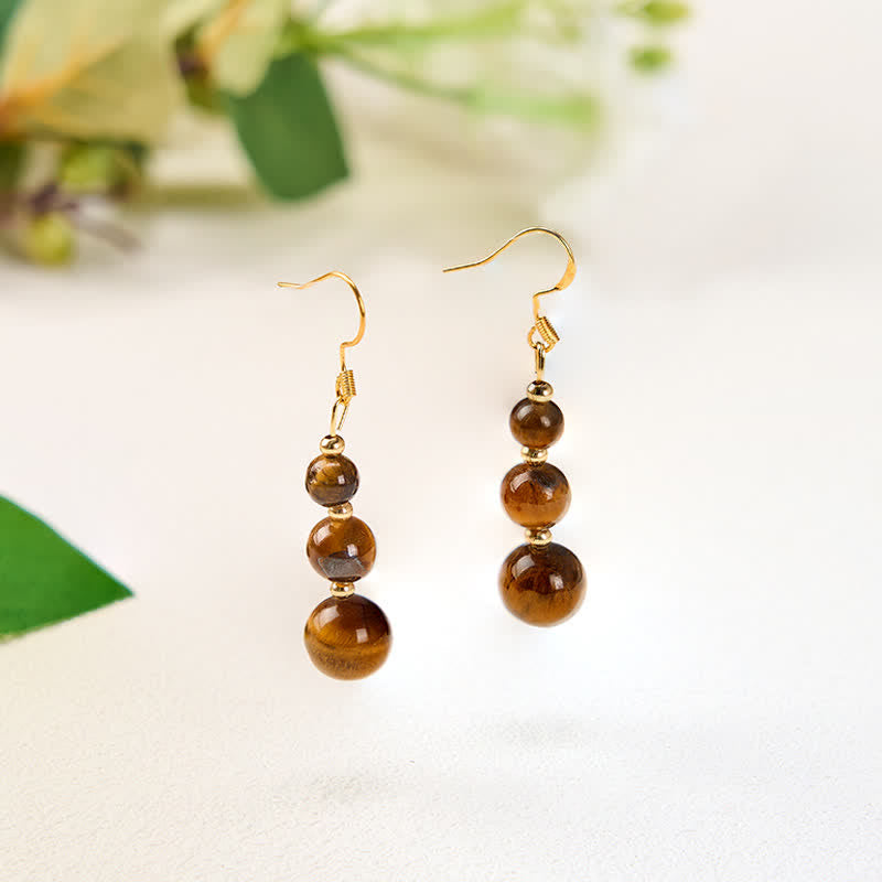 Nimara Ritual Natural Tiger Eye Retro String Beads Strength Earrings