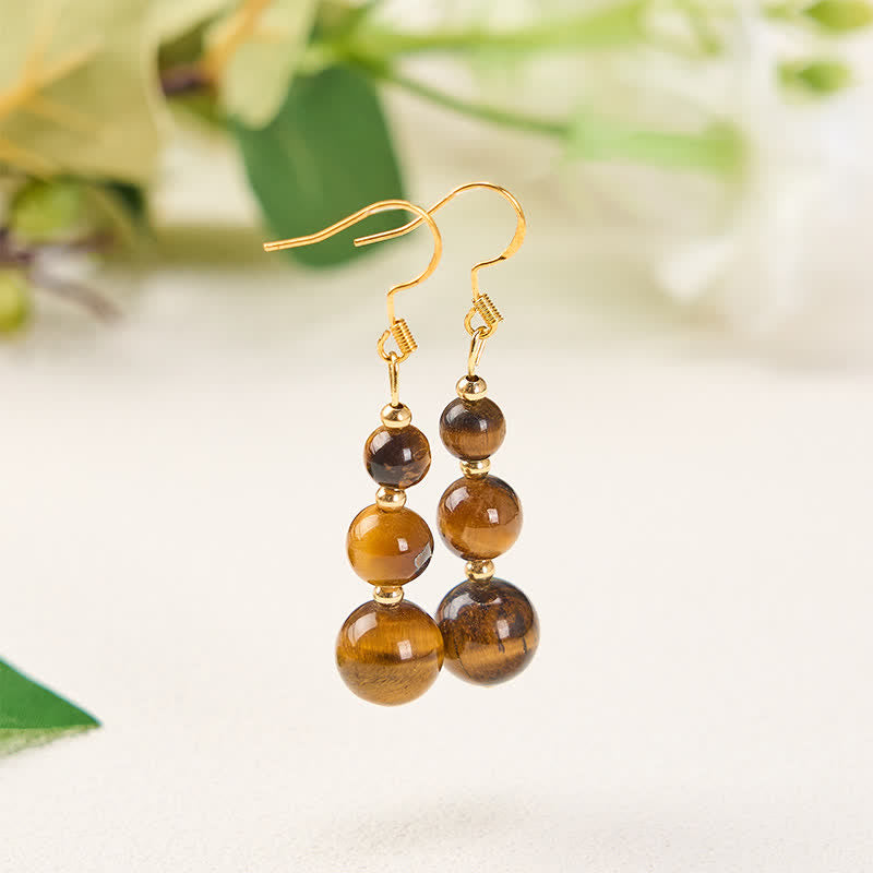 Nimara Ritual Natural Tiger Eye Retro String Beads Strength Earrings