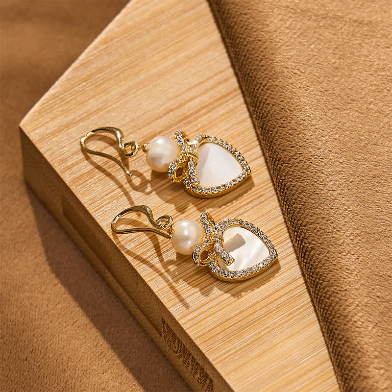 Nimara Ritual Copper Natural Pearl Heart Shape Drop Dangle Wisdom Earrings