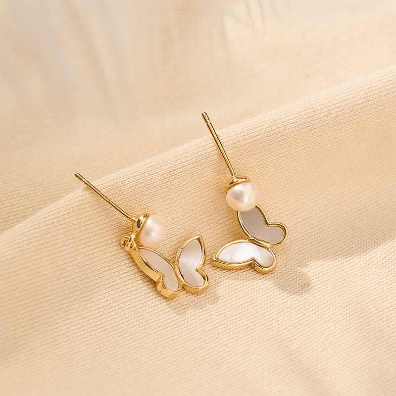 Nimara Ritual Copper Natural Pearl Butterfly Design Optimism Earrings