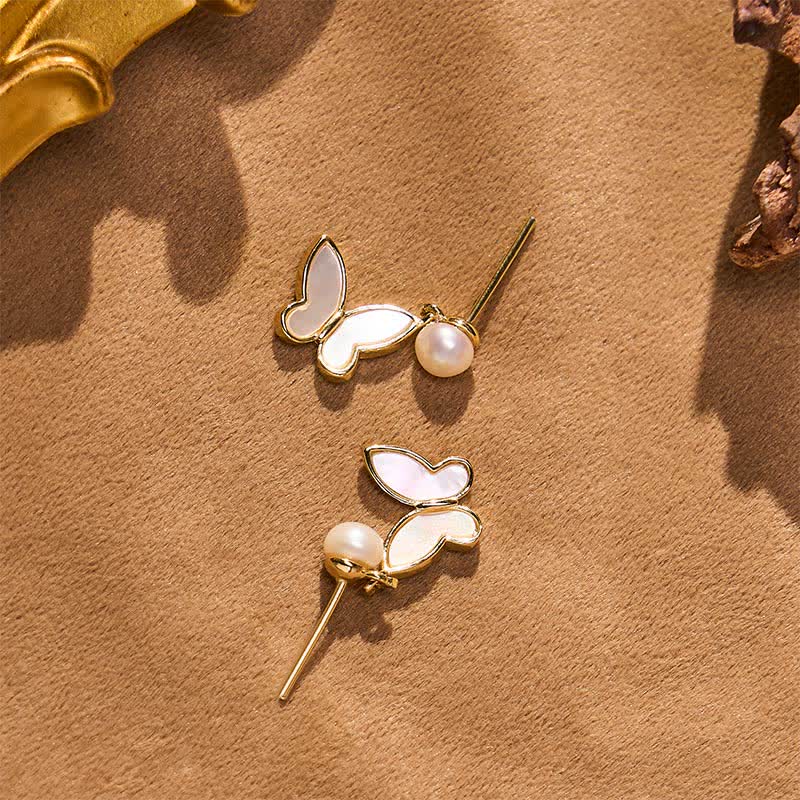 Nimara Ritual Copper Natural Pearl Butterfly Design Optimism Earrings